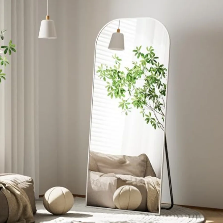 

Full Length Mirror, 56x21 Mirror Full Length with Stand, Domed Top Square-Edged Floor Mirror with Aluminum Alloy Frame for Bedr