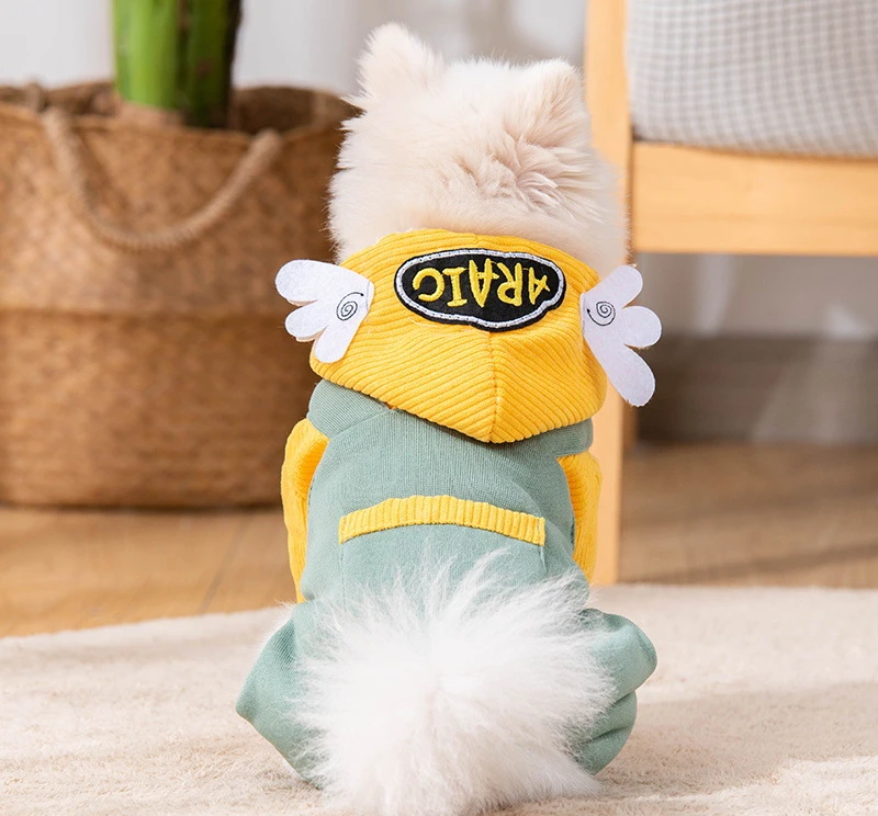 New Four-legged Pet Hooded Single-breasted Monogram Embroidered Puppy Clothes