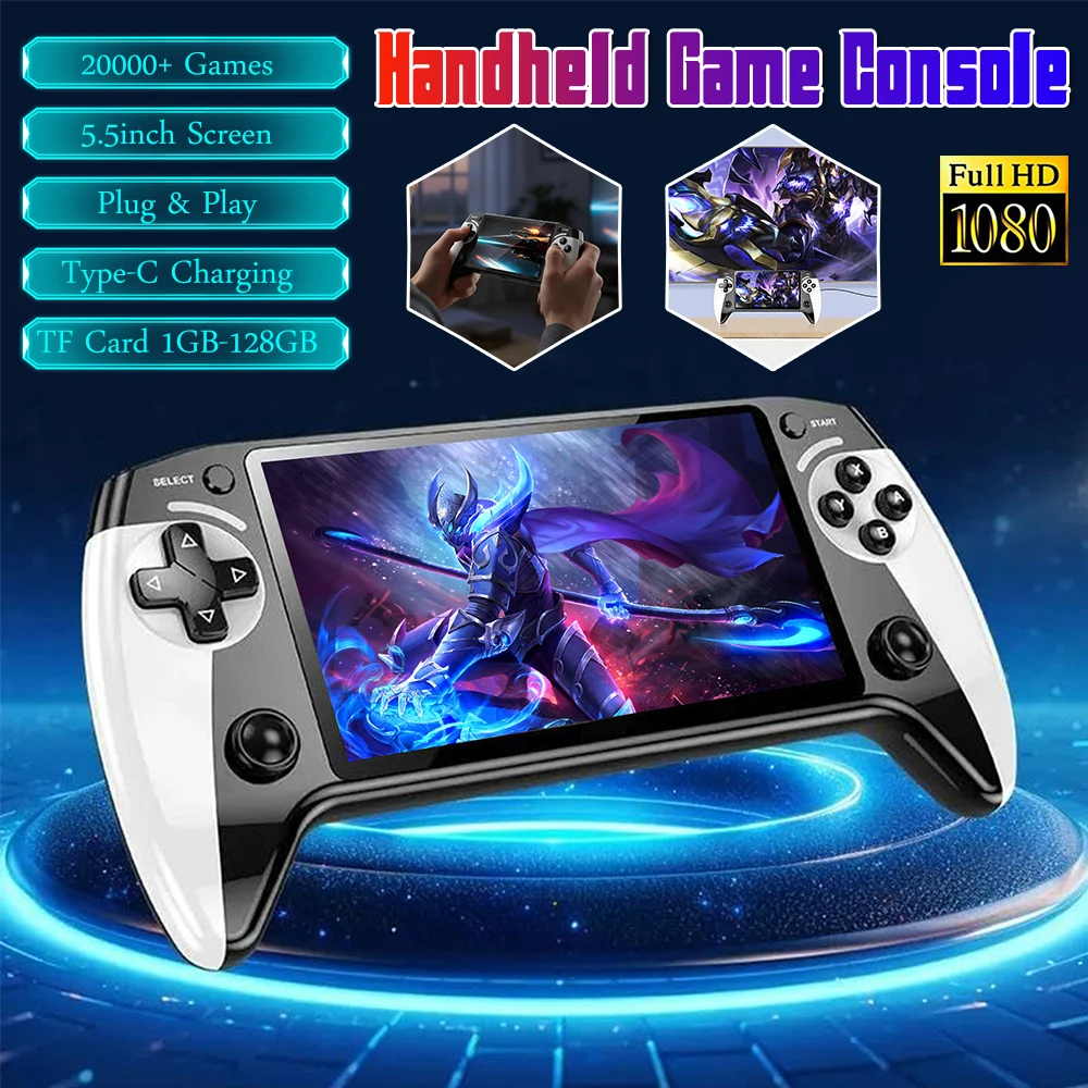 

X9 portable game console, 5.5-inch HD screen, multiple languages, retro GBA Arcade video,10 simulators with 20000+ Games
