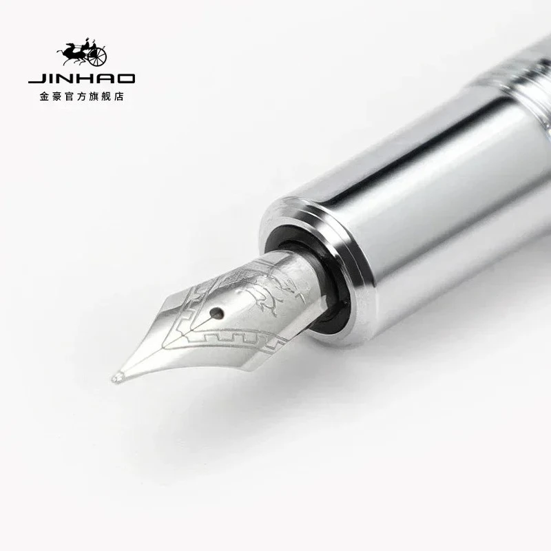 Jinhao 92 Classic Star Series Fountain Pen Students Grid Pattern Metal Writing Pen Black/Silver Clip Luxury School Gift Pens