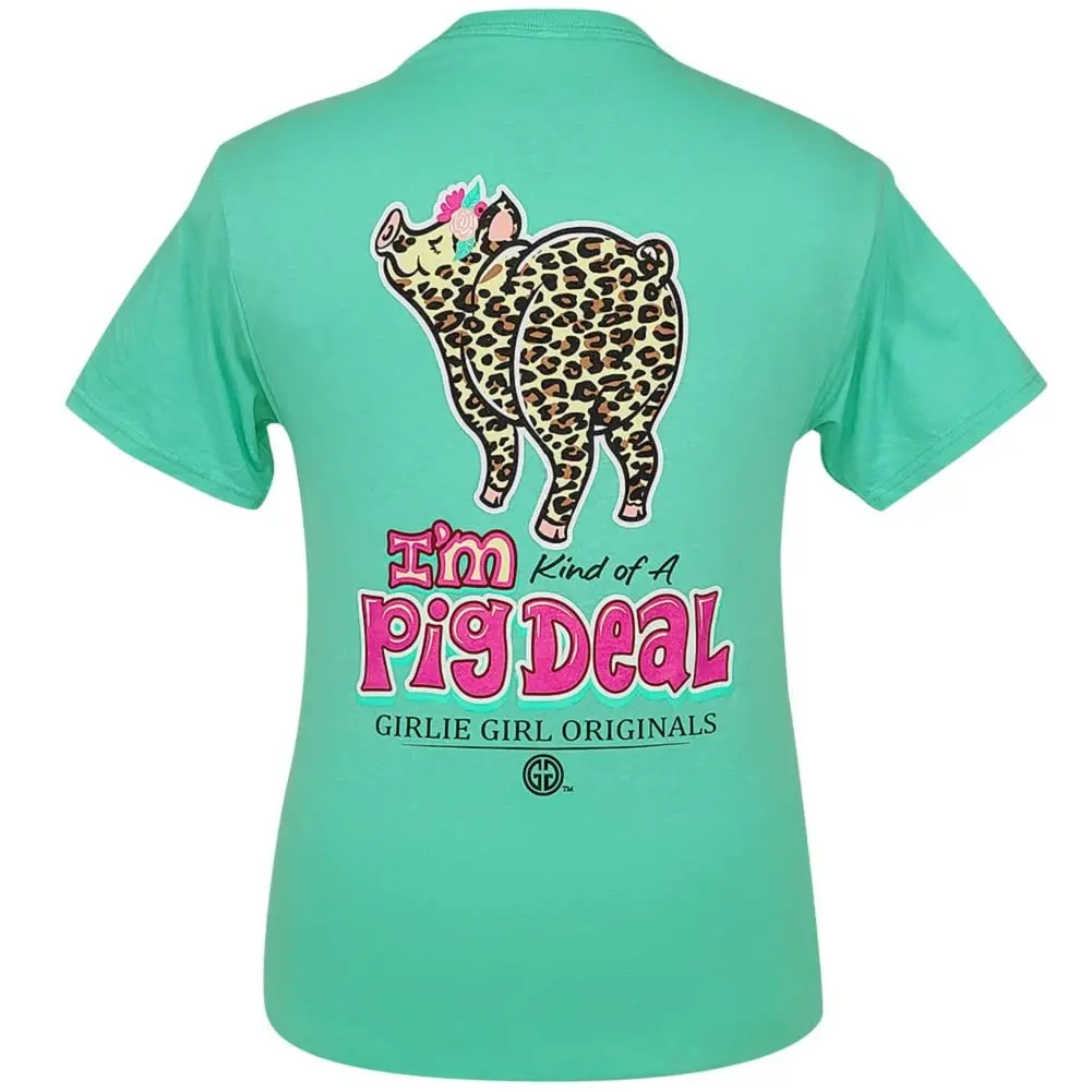 Girlie Girl Originals Pig Deal Leopard Cool Mint Sassy  Preppy Summer Country Family Womens Tees Short Sleeve T-Shirt Anime Grap