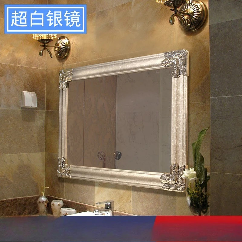 

Белое водонепроницаемое настенное зеркало для ванной комнаты в пасторальном стиле, ультра-серебряное, для макияжа