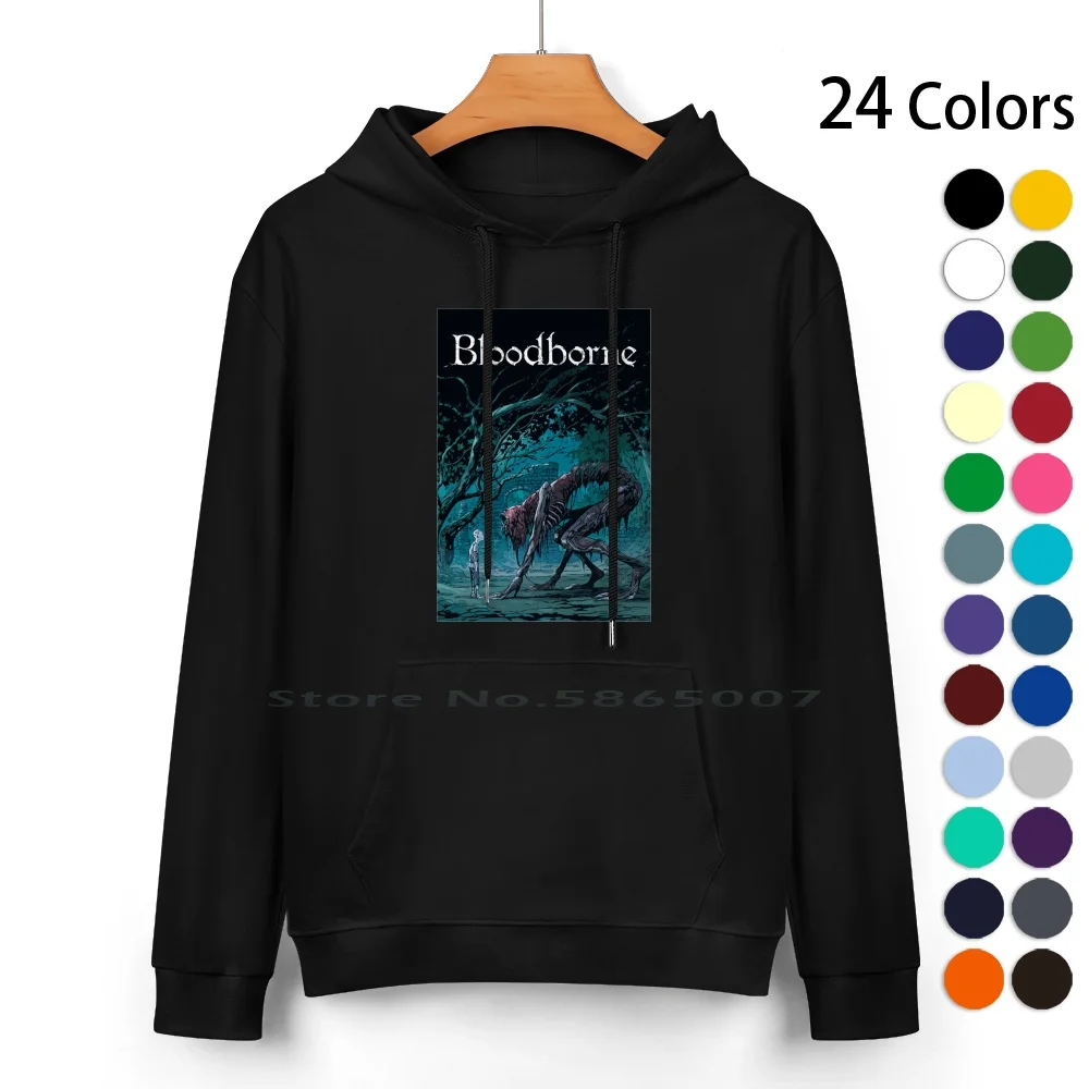 Bloodborne-Sudadera con capucha de algodón puro, suéter de 24 colores de Bloodborne Dark Souls, Miyazaki Comic, Kovalski, juegos pálidos, sombras, Die Twice, 100%