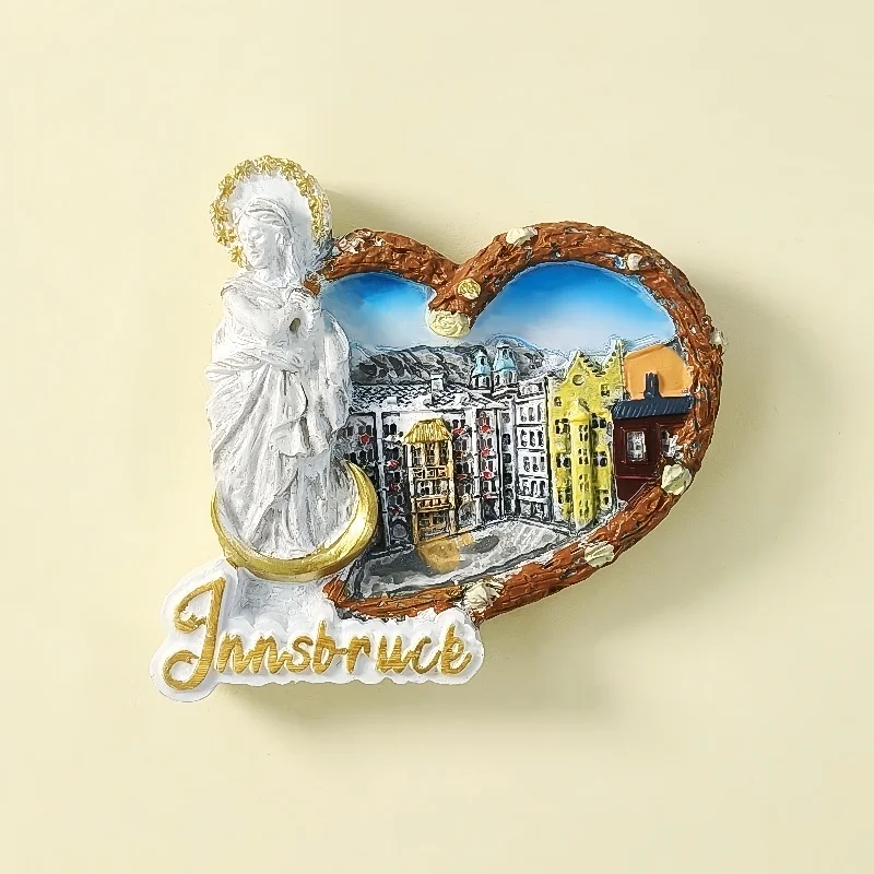 

Innsbruck, Austria Fridge Magnet Heart-Shaped City Travel Souvenir Creative Home Magnetic Decoration