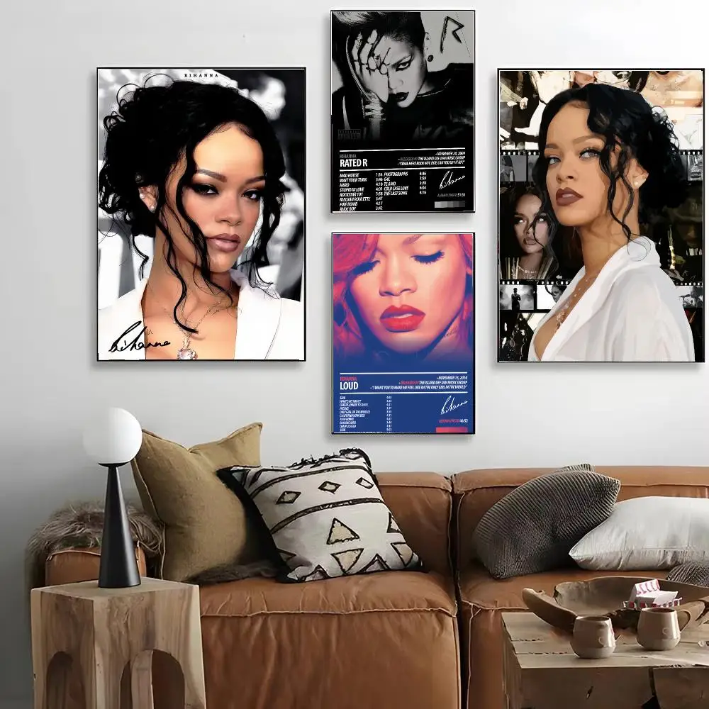 S-Singer R-Rihanna Poster HD Art Decorative Wall Art Waterproof Home Décor for Living Room Bedroom Café Stylish Gift