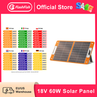 FF Flashfish Solar Panel 60W Solar Charger Foldable USB 18V DC Solar Cell for Charging Solar Generator Phone Outdoor Camping RV