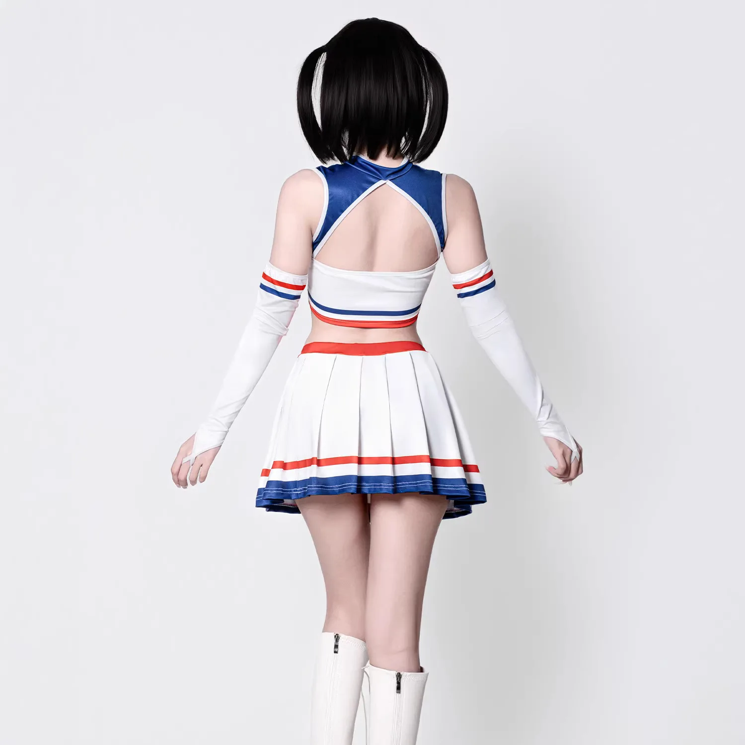 Adult Sleeveless Crop Top Pleated Mini Skirt Uniform Women Cheerleading Costume Sexy Cosplay Lingerie Dance Performance Outfit view 3