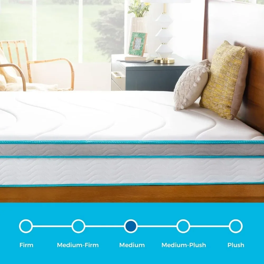 Matelas hybride à mémoire de forme et à ressort, 8 pouces, moyen, optimiste, drapeau, lit une boîte, confort de qualité et soutien adaptatif, respirant, invité