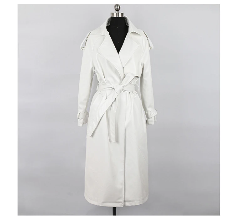 Nerazzurri Spring Black Oversized Long Waterproof Leather Trench Coat for Women 2021 Long Sleeve Loose Korean Fashion Clothing