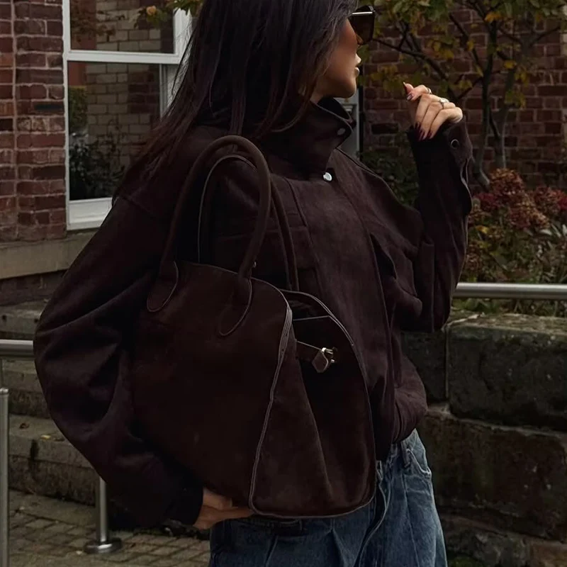 Veste de pilote pour femmes, nouvelle mode automne-hiver 2021, veste ample effet daim pour femmes, manteau Chic décontracté pour dames