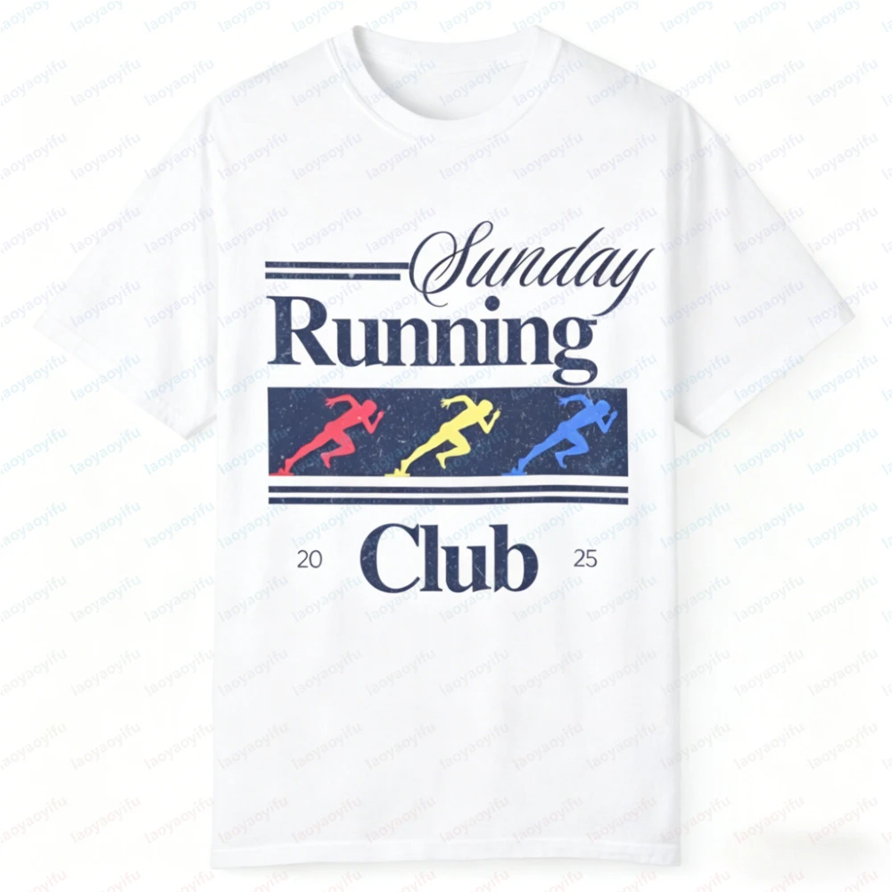 Sunday Run Club Graphic Tee Retro Graphic T-Shirt 90s Inspired Running Shirt Women Clothing Y2k Top Harajuku Graphic T Shirts