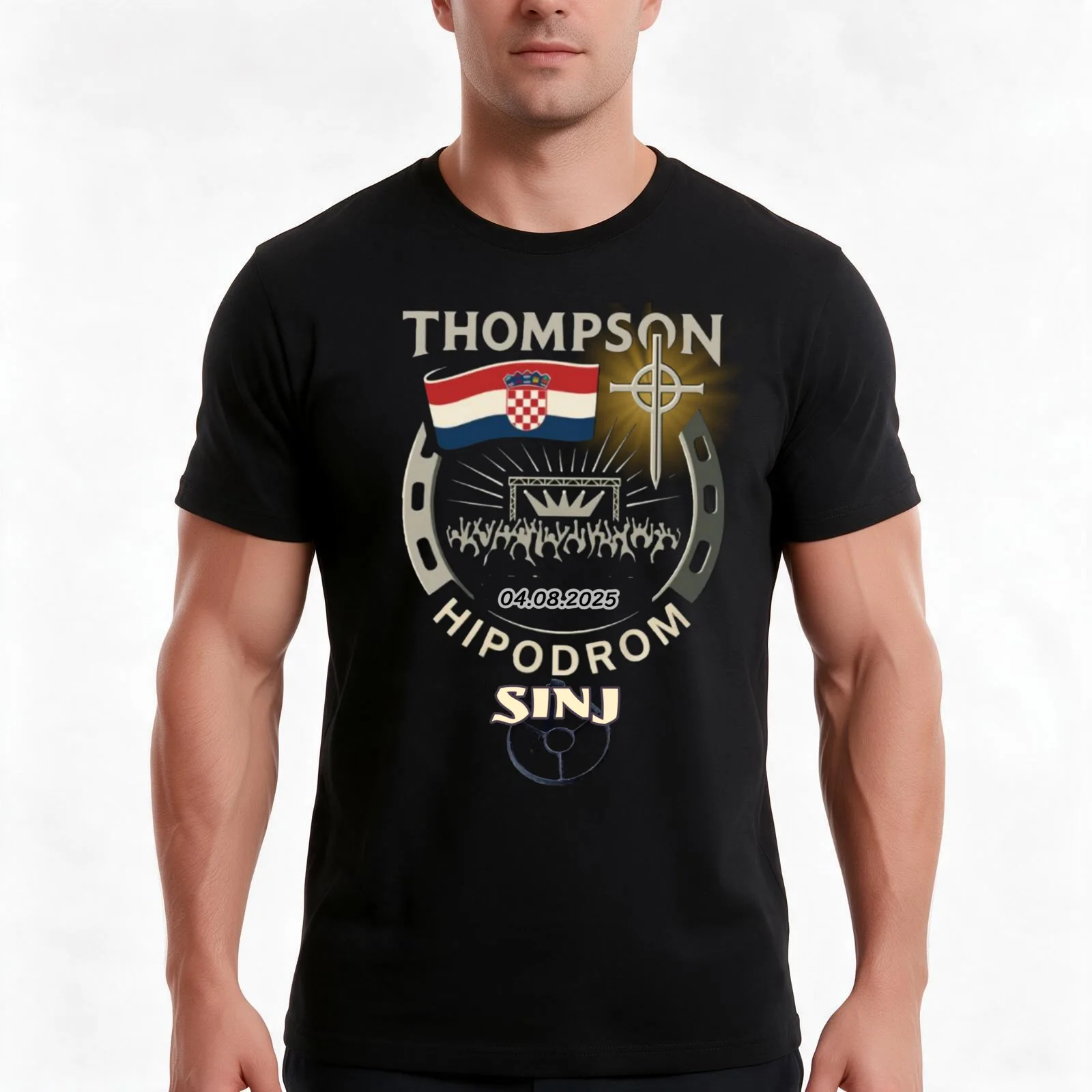 THOMPSON SINJ HIPODROM 04.08.25 GOLD DESIGN T-Shirt Summer Casual Cotton Tee Oversized Streetwear Tops Vintage Graphic Print