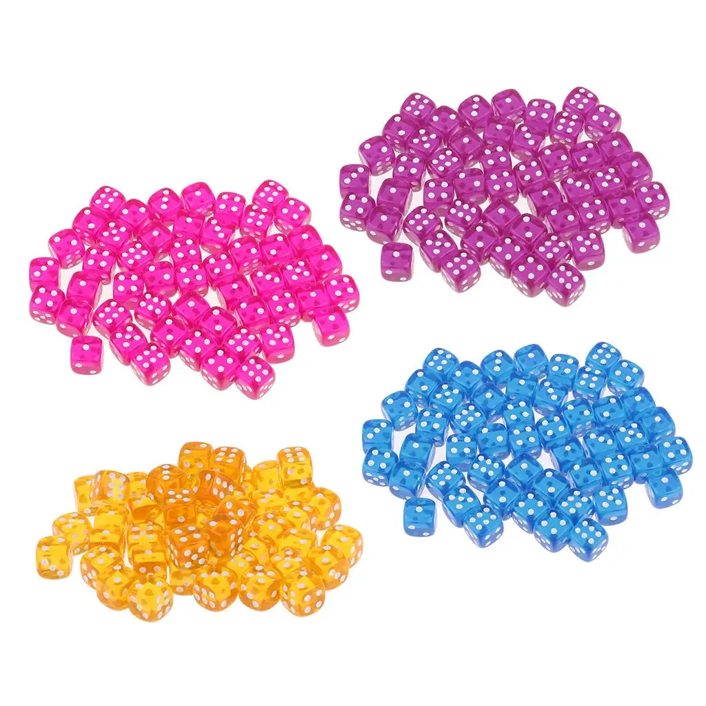 Acrylic Polyhedral Dice Set 12mm D6 Dot Dice Board Game Props for Math Games and Dungeons Dragons