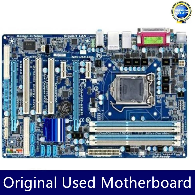 Used GA-P55-USB3L P55-USB3L original motherboard DDR3 LGA 1156 Support I3 I5 i7 cpu 16GB USB2.0 VGA HDMI P55 Desktop motherborad