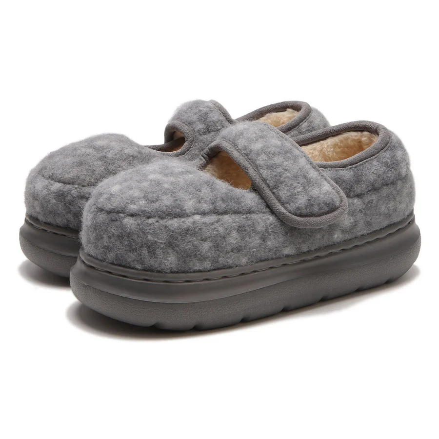 

New winter mary jane shoes for women orthopedic flats wide fit plush shoes indoor room slipper thick sole keep warm fabric shoes