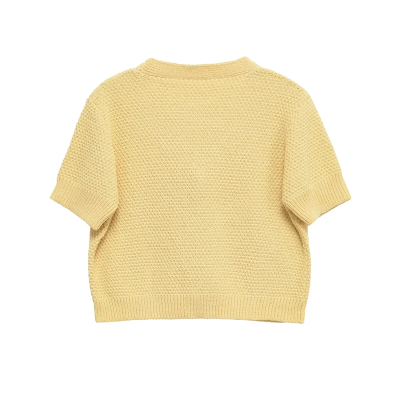 KEYANKETIAN новый летний женский вязаный кардиган с v-образным вырезом и короткими рукавами на пуговицах в виде морской звезды, женский свитер с короткими рукавами