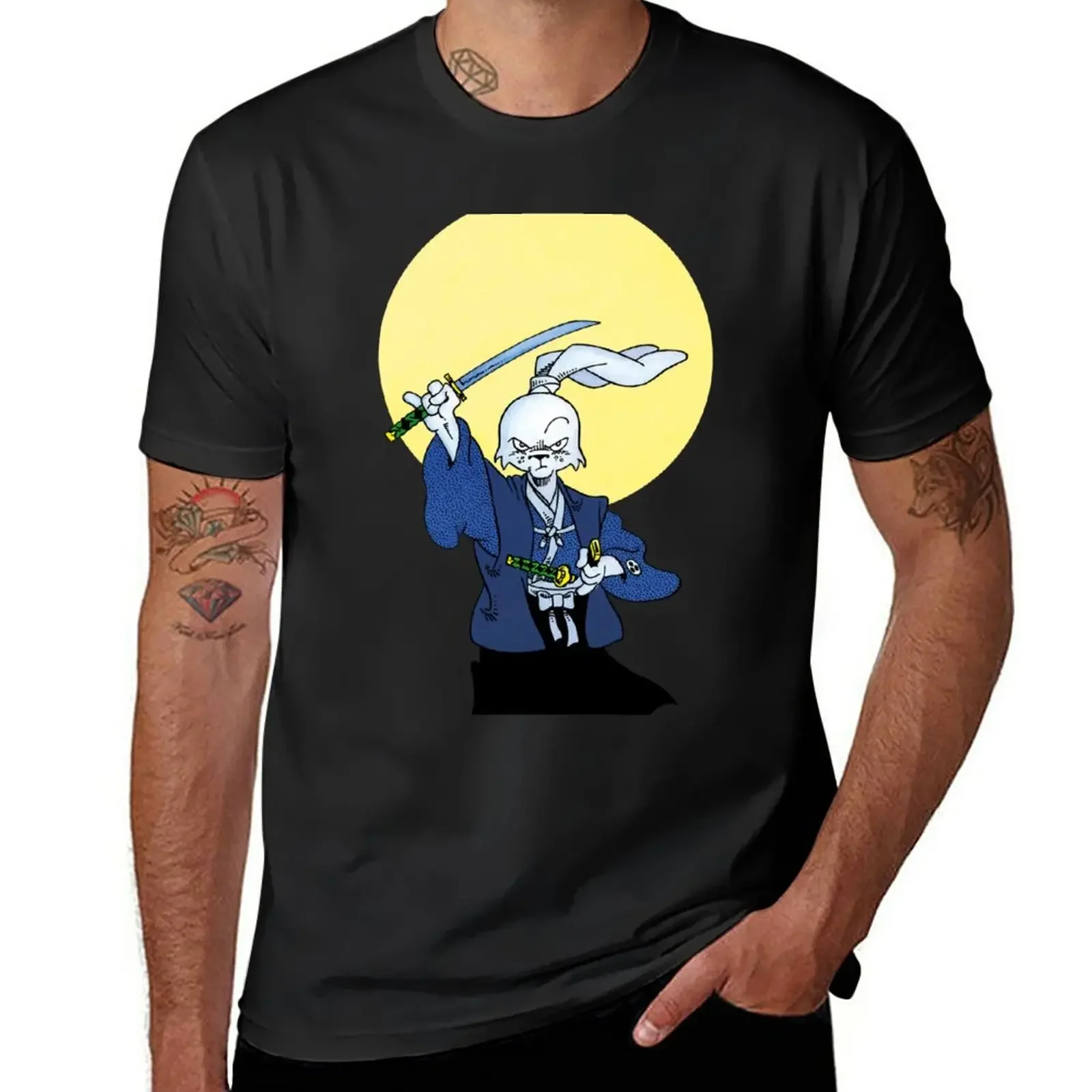 

usagi yojimbo, usagi, rabbit, samurai, moon, katana, sword, kimono, ronin, miyamoto usagi, stan sakai, japan, edo era, e T-Shirt