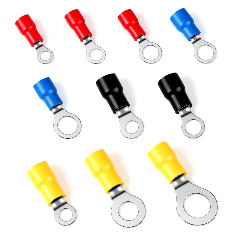 102 قطعة محطات تجعيد حلقة موصلات الأسلاك الكهربائية M4/M5/M6 العزل الطويق العروات كابلات لصق سريع لولبية الاتصال