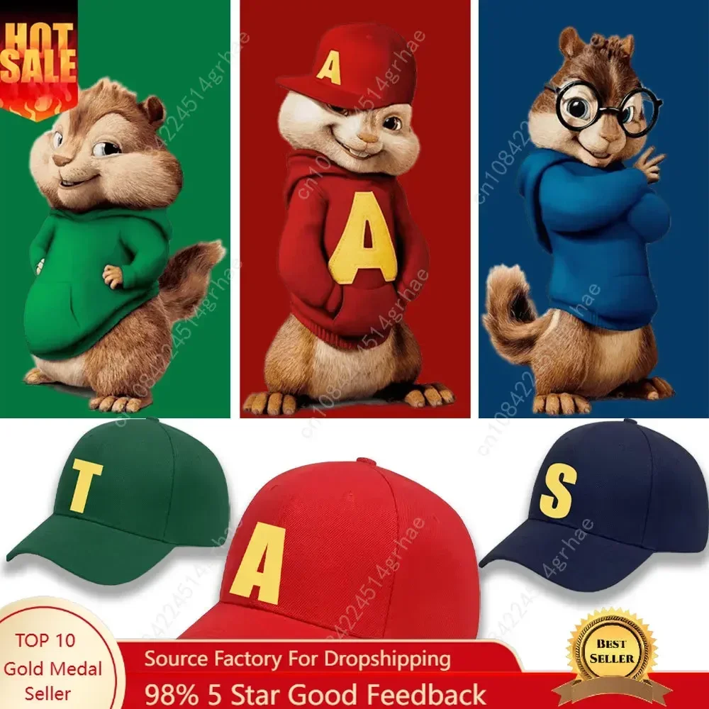 Alvin and The Chipmunks Red Adjustable Baseball Cap Unisex Movie Promo Geek Animation Graphic  A S T Sun Hats Woman Man
