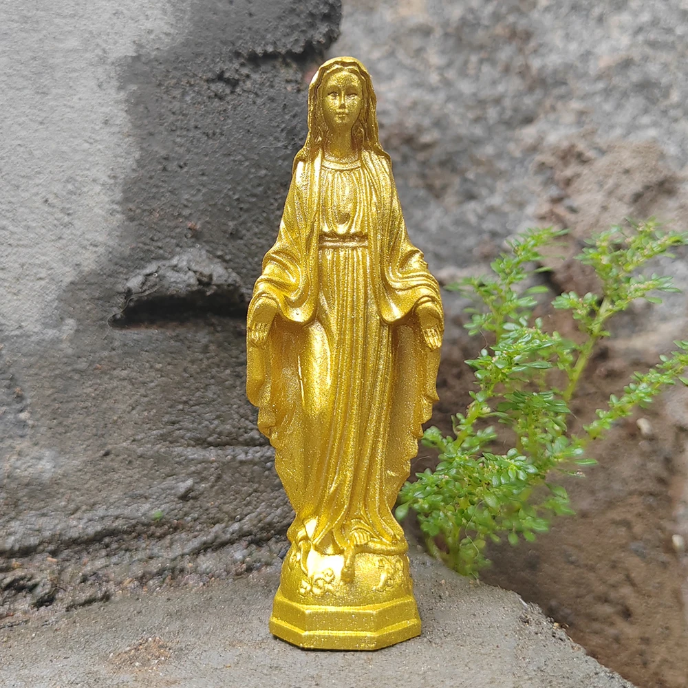Sculpture de la Vierge Marie en résine de 3,7 pouces, ornement de statue, style artistique, thème humain, convient pour les centres de table, les décorations de Noël, la décoration de la maison, les cadeaux d'anniversaire, les décorations de cheminée, la salle d'étude, le salon