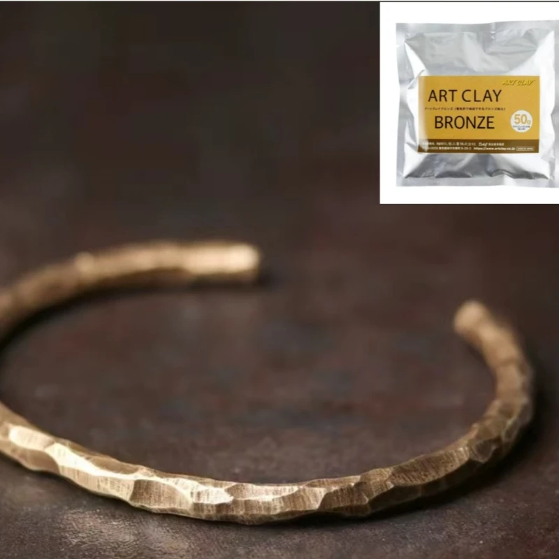 Arcilla de bronce puro japonesa de 50 g/bolsa, arcilla de cobre con incrustaciones de oro y vetas de madera decorativas para anillos, colgantes y pendientes hechos a mano DIY