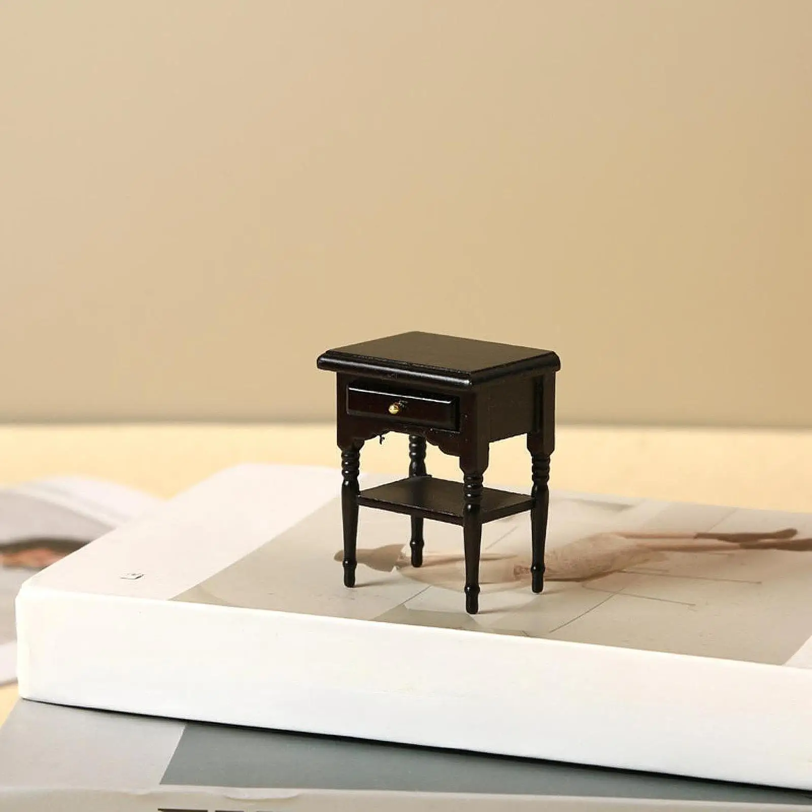 1 12 poppenhuis miniatuur houten nachtkastje slaapkamerkast mini-meubeldecor voor doe-het-zelf poppenhuisaccessoires