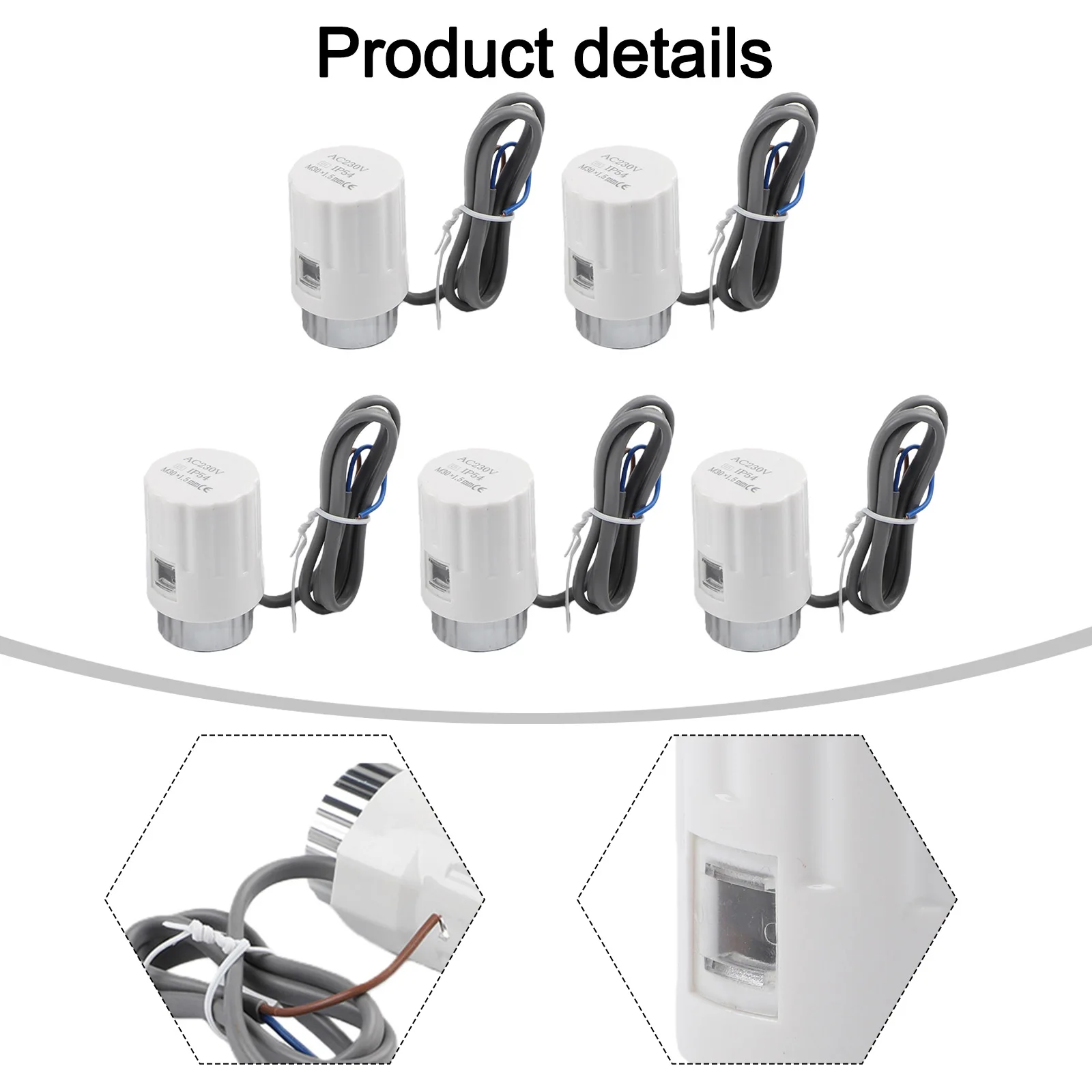 Electric Heating Actuator Valve 5PCS Set M30x1 5mm 230V Compatible with Programmable Controllers for Radiator and Floor Heating