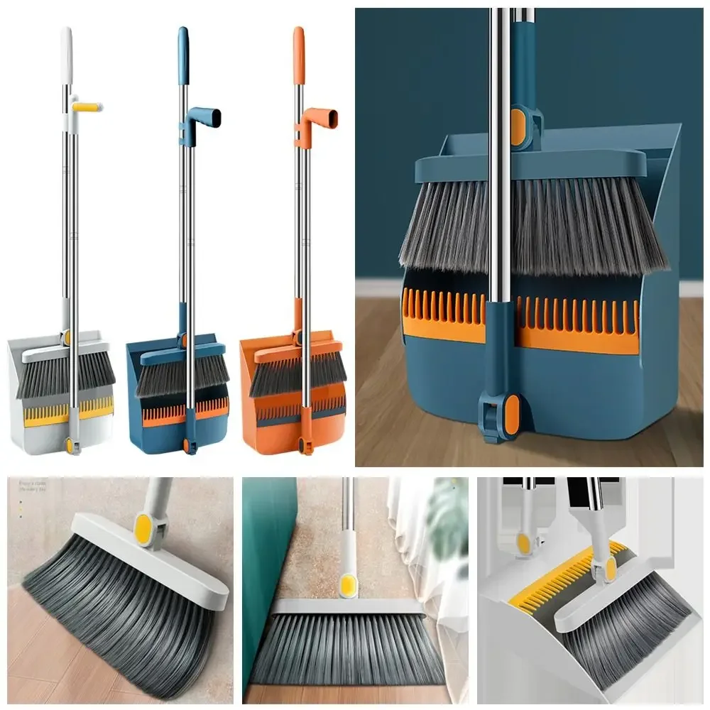 Foldable Broom Comb Combination Dustpan Tools Multi-functional With Set Cleaning Hair Rotating Teeth Sweeping Soft