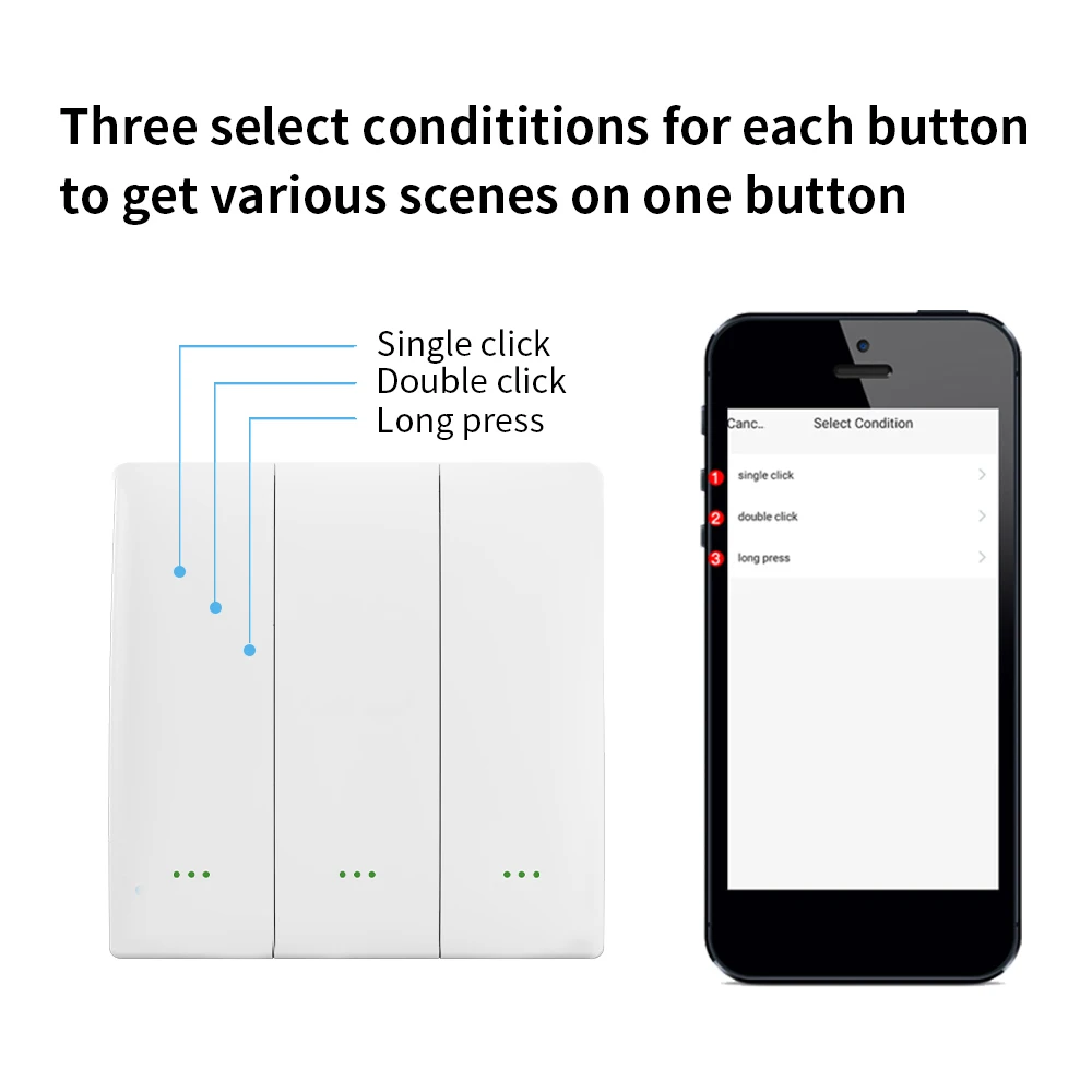 Smart Home Control Tool,Zigbee Wireless Scene Switch, Push Button Controller, Multi-function Scene Settings for Tuya Devices
