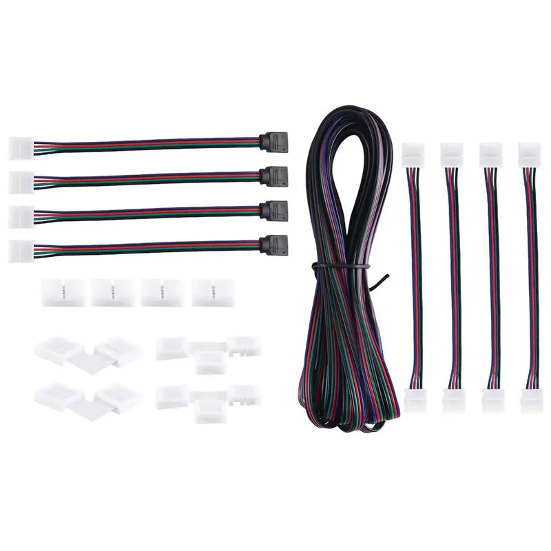 ~Latest Model 16.4FT(5M) 4-Pin RGB LED Strip Extension Cable,LED Strips Connectors Kits For 5050 Flexible RGB LED Strip Light