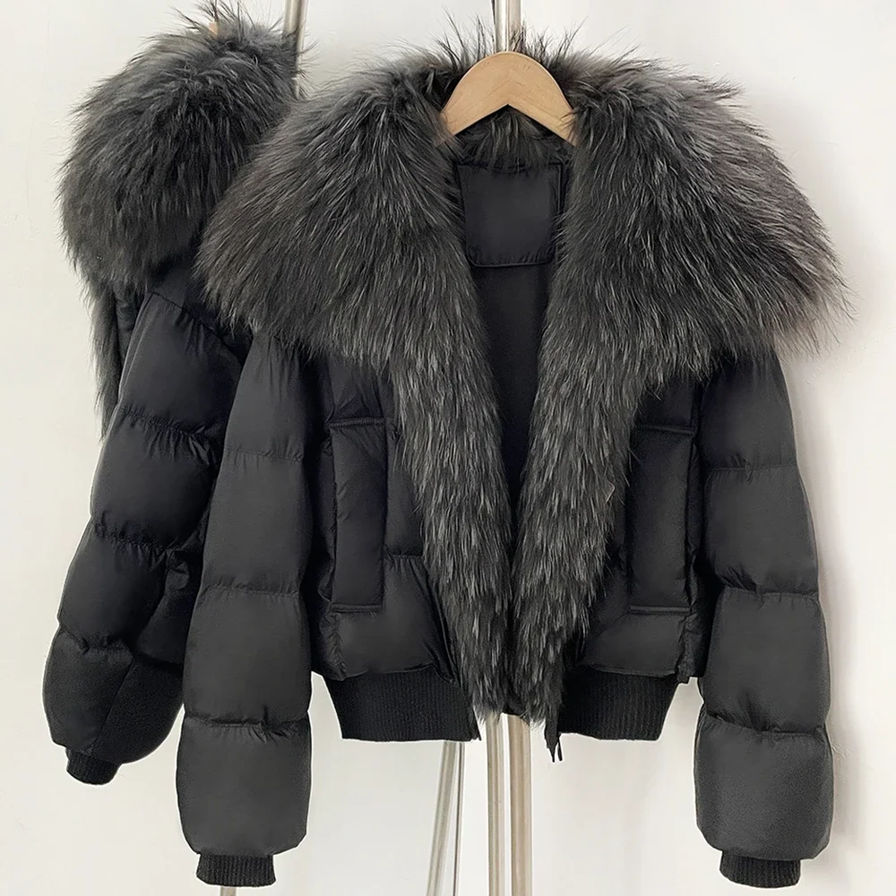 OFTBUY New Winter 90 Duck Down Jacket Women Real Fox Fur Short Warm Puffer Coat Female Fashion Casual Natural Fur Outerwear Lady