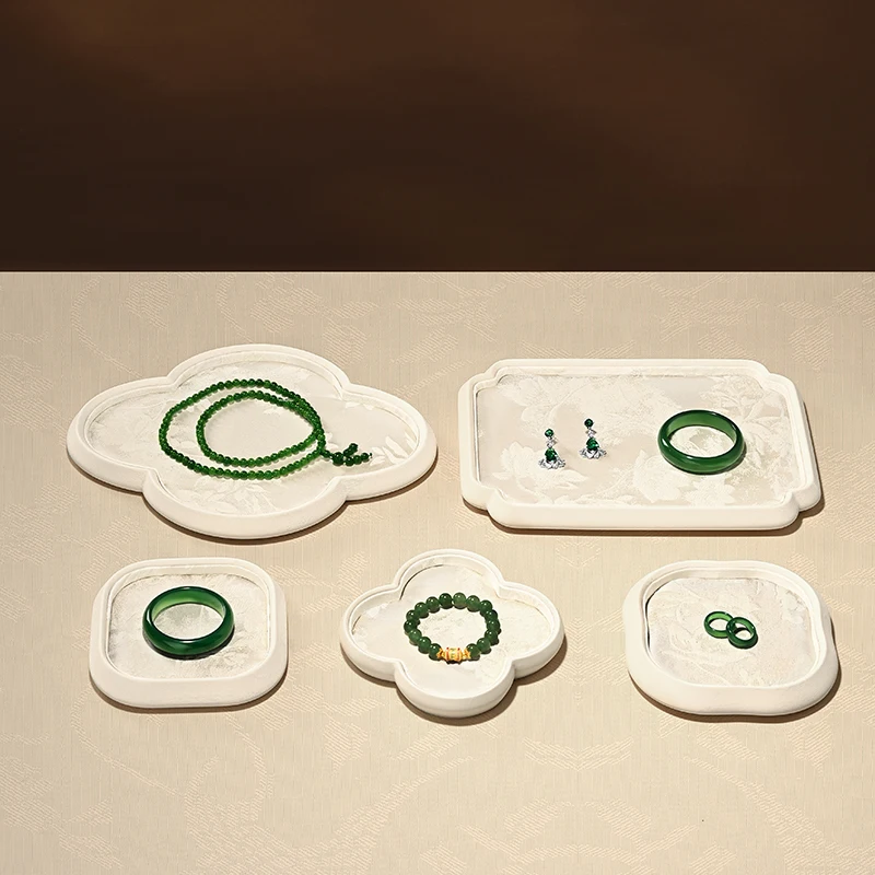Oirlv النمط الصيني علبة مجوهرات مجوهرات عرض لوحة الذهب والفضة اليشم سوار مجوهرات عرض الدعائم خاتم عرض صينية
