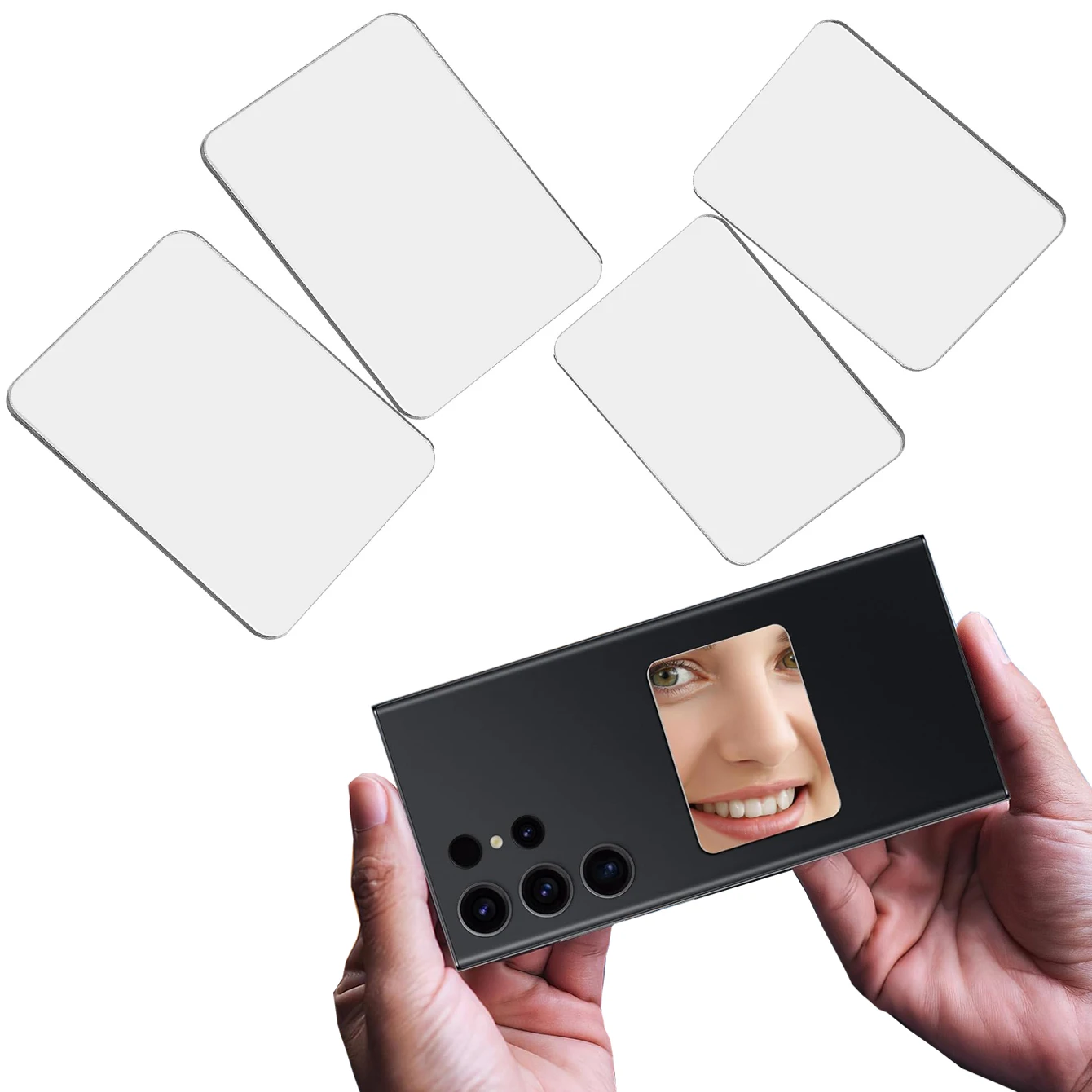 4 autocollants miroir pour coque de téléphone : autocollants miroir auto-adhésifs pour le maquillage - petits autocollants portables en acrylique pour l'arrière de la coque de smartphone