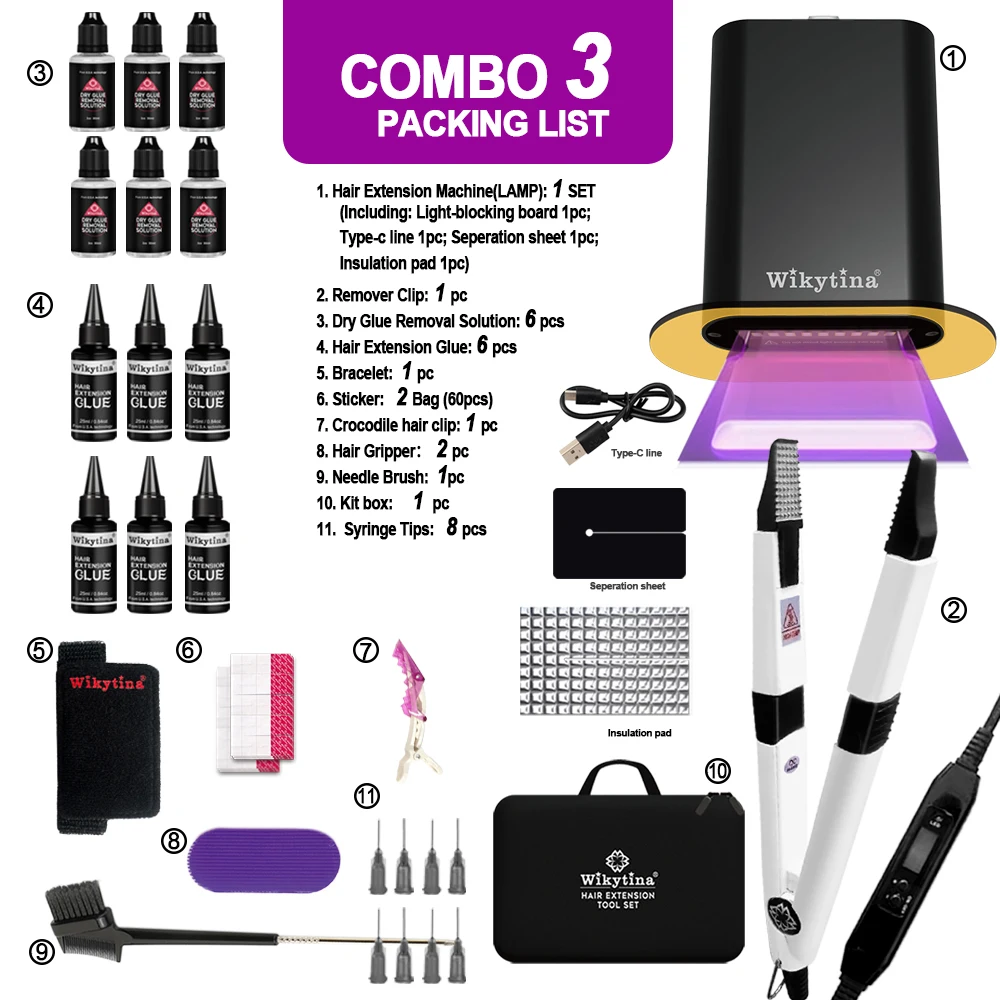 Professionele UV-licht haarextensies Machine Salon Grade Tools UV-uithardende lijm Lijmverwijderaar Machine Complete stylingkit