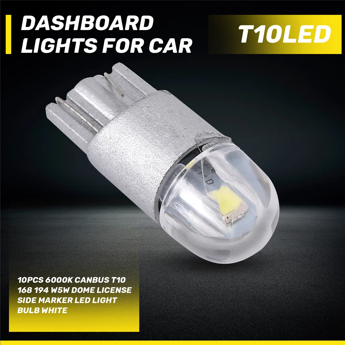 AT77 10 Uds 6000K Canbus T10 168 194 W5W cúpula marcador lateral de licencia bombilla LED blanca