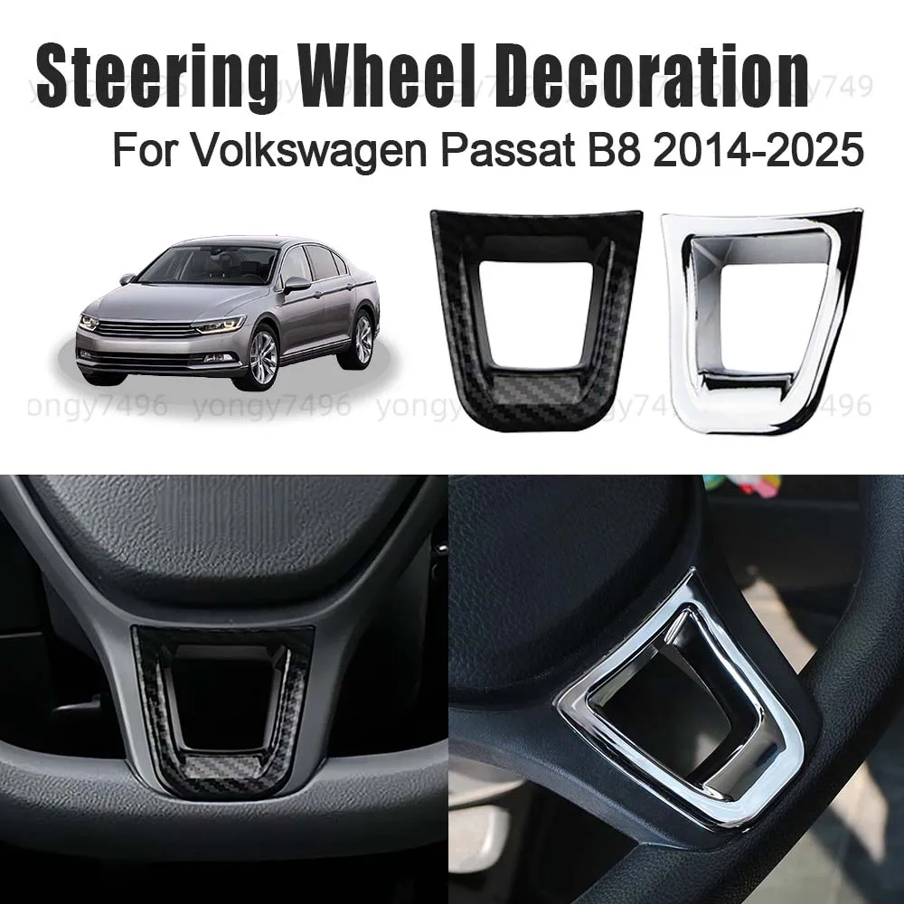 

Car Upgrade Carbon Fiber Chrome Silver Steering Wheel Decoration For Volkswagen Passat B8 2014-2025 Decoration Car Styling