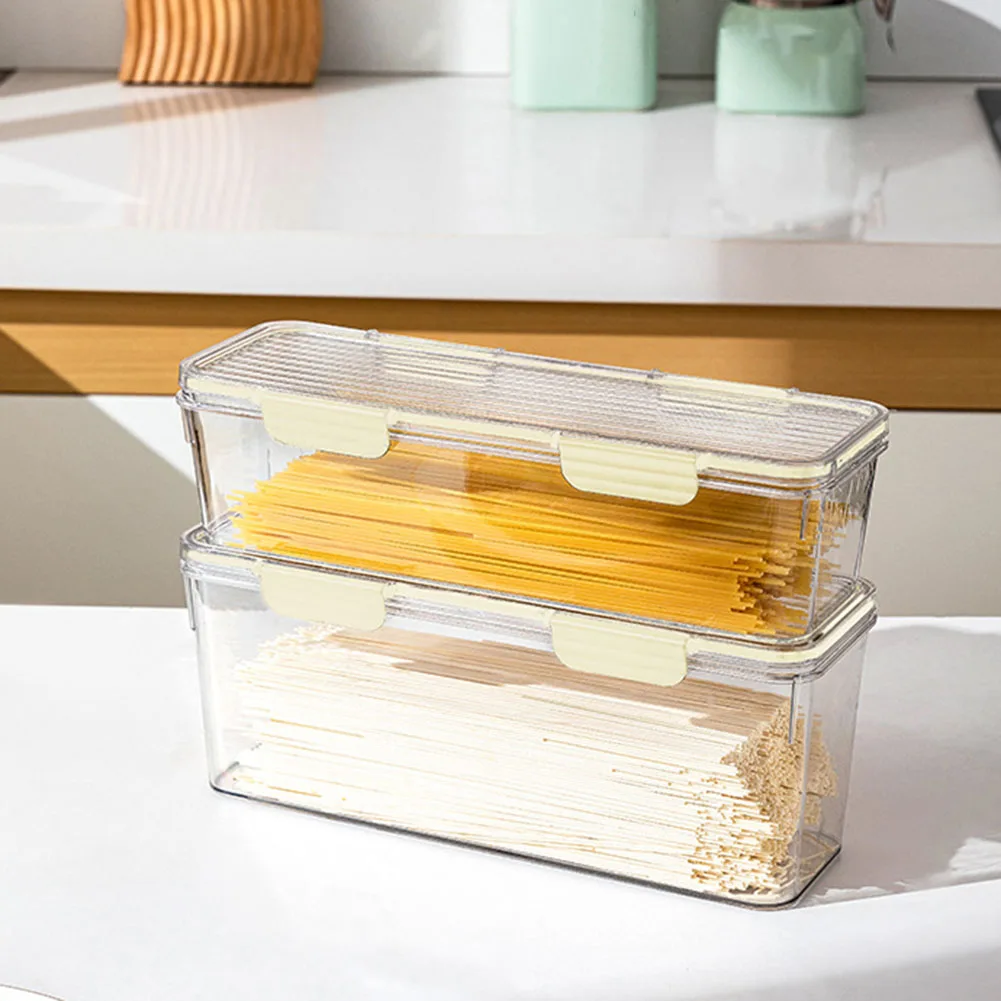 Compact Stackable Food Storage Containers 2 Pack for Noodle Portions Pasta Ingredients and Small Dry Foods with Tight Seal Lids