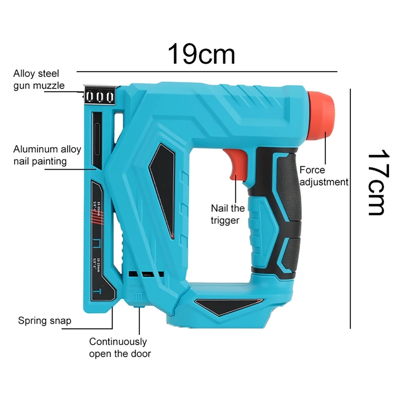 2 in 1 Electric Nailer with 2000 Staples Cordless Stapler Rechargeable Wireless Dual-Purpose Air Nail Gun For Makita 21V Battery view 2