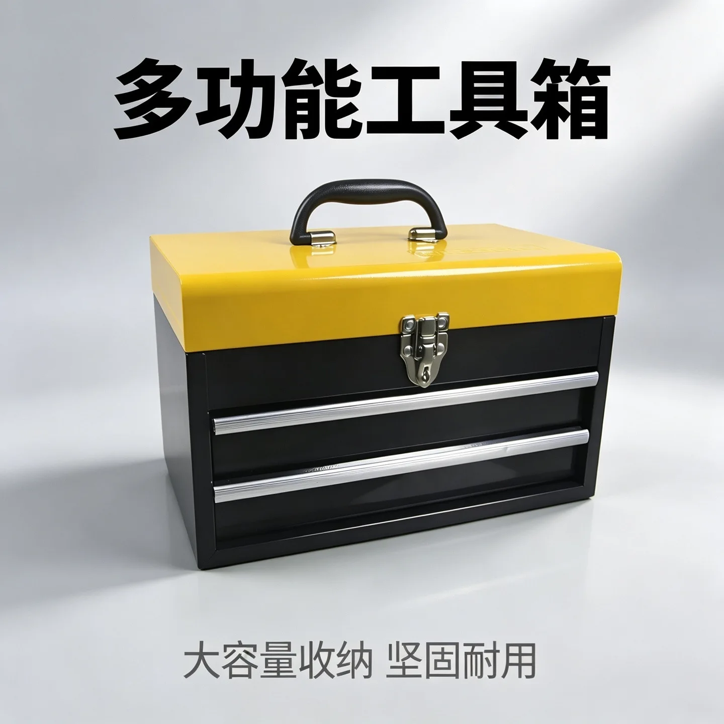 Multi-Layer Iron Tool Box with Drawer Storage, Heavy Duty Portable Tool Case for Home Garage Car Repair and Electrician