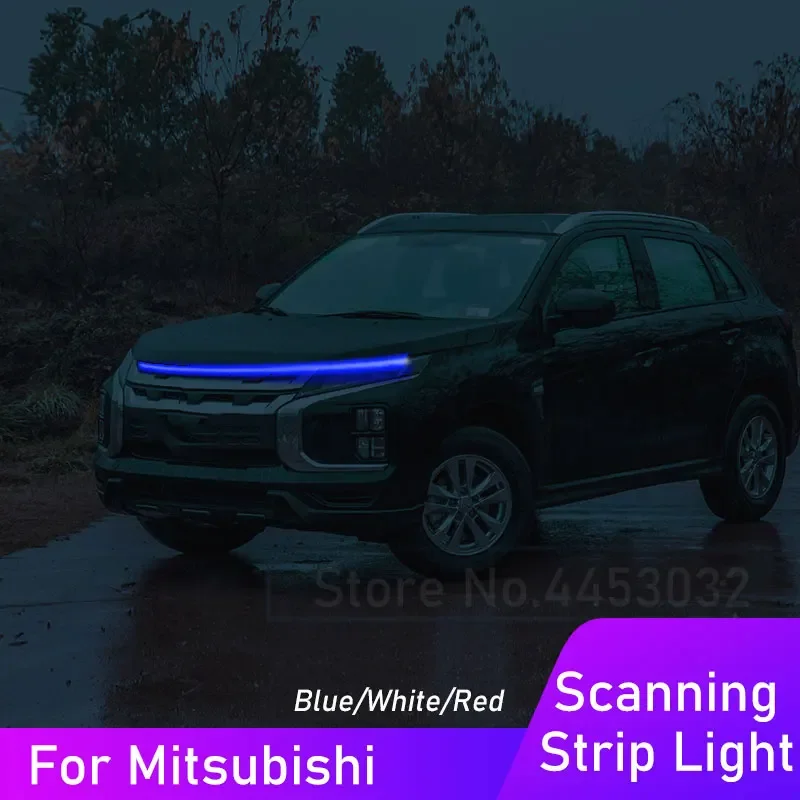 LED Strip Car Hood Light DRL For Mitsubishi Lancer 10 Asx Outlander Pajero 12V Scanning Effect Daytime Running Lamp Accessories