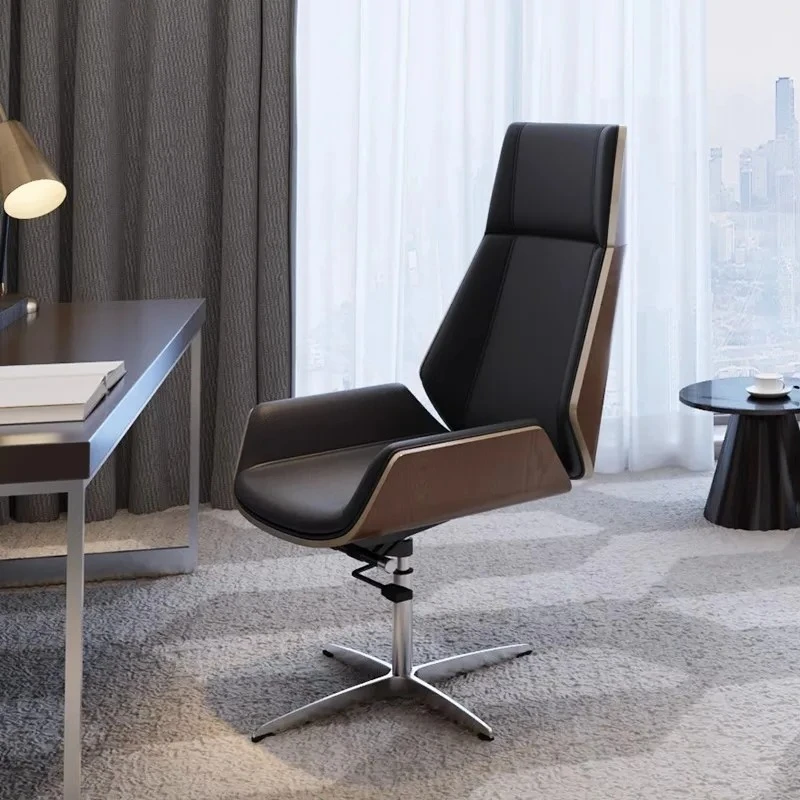 

Swivel Black Office Chair Upgrade Nordic Modern Wheels Oversized Office Chairs Leather Designer Silla Gamer Home Furniture