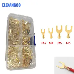 140/300Pcs Cold-Pressed Terminal Connector Spring Insert Fork-Type Crimping Head Wire Connector Car Wiring Terminal Ground Ring