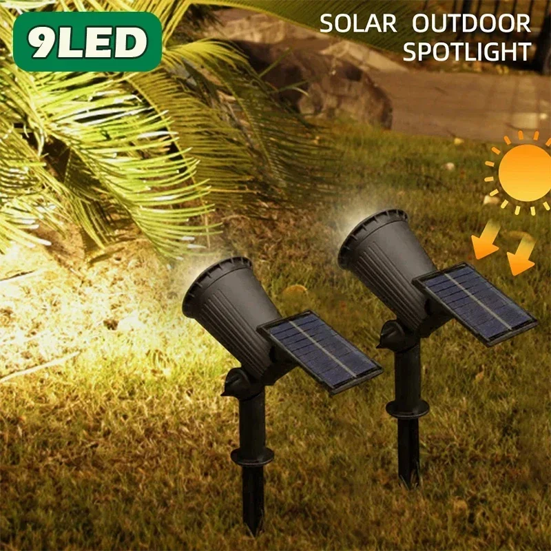 

9 LED Solar Spotlight Outdoor RGB Landscape Light IP65 Waterproof Brightness Adjustable Garden Courtyard Decoration Spotlight