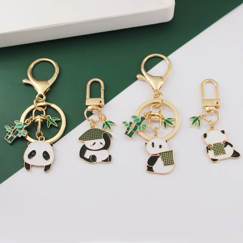 Chinese Style Cute Panda Alloy Keychain Couple Bestie Bag Accessories Unisex