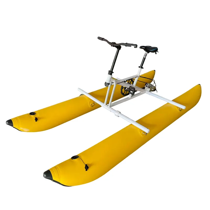 Inflatable Tandem Water Bike Pedal-Driven With Buoyancy Tubes For River & Lake Recreation