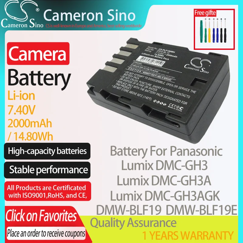 CameronSino Pin Cho Máy Ảnh Panasonic Lumix DMC-GH3 DMC-GH3A DMC-GH3AGK DMC-GH3GK Phù Hợp Với Panasonic DMW-BLF19 Kỹ Thuật Số Pin Máy Ảnh