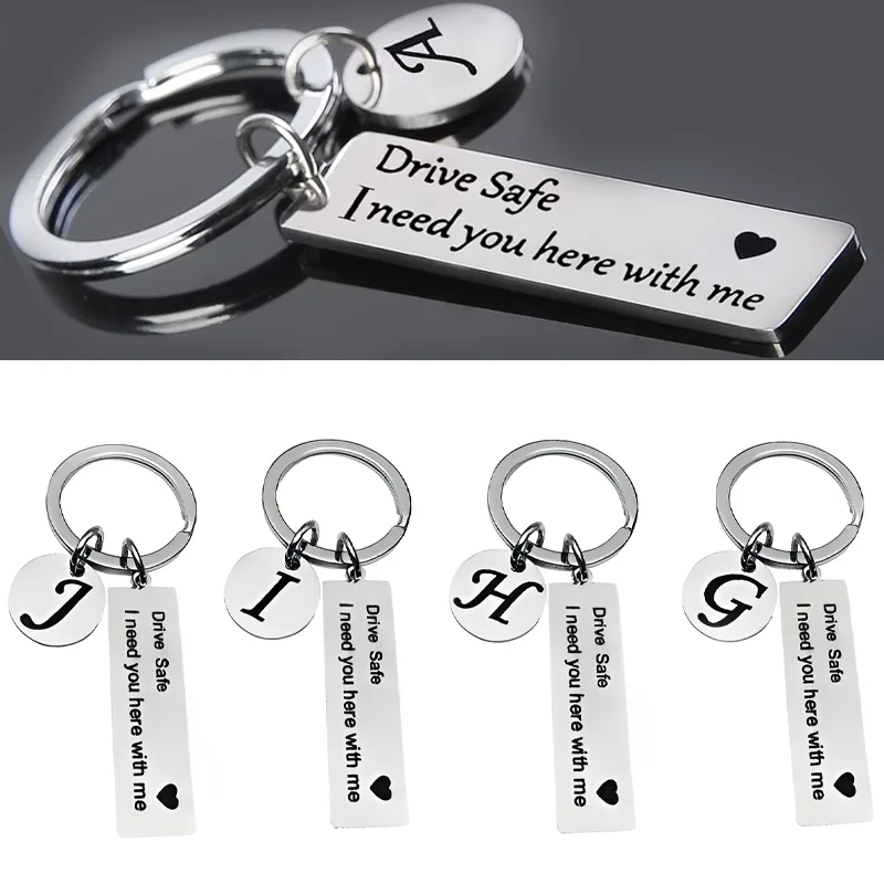 

Drive Safe Keychain New Creative Popular A-Z Initials Letter Name Keychain Christmas Birthday Gift Auto Interior Accessories