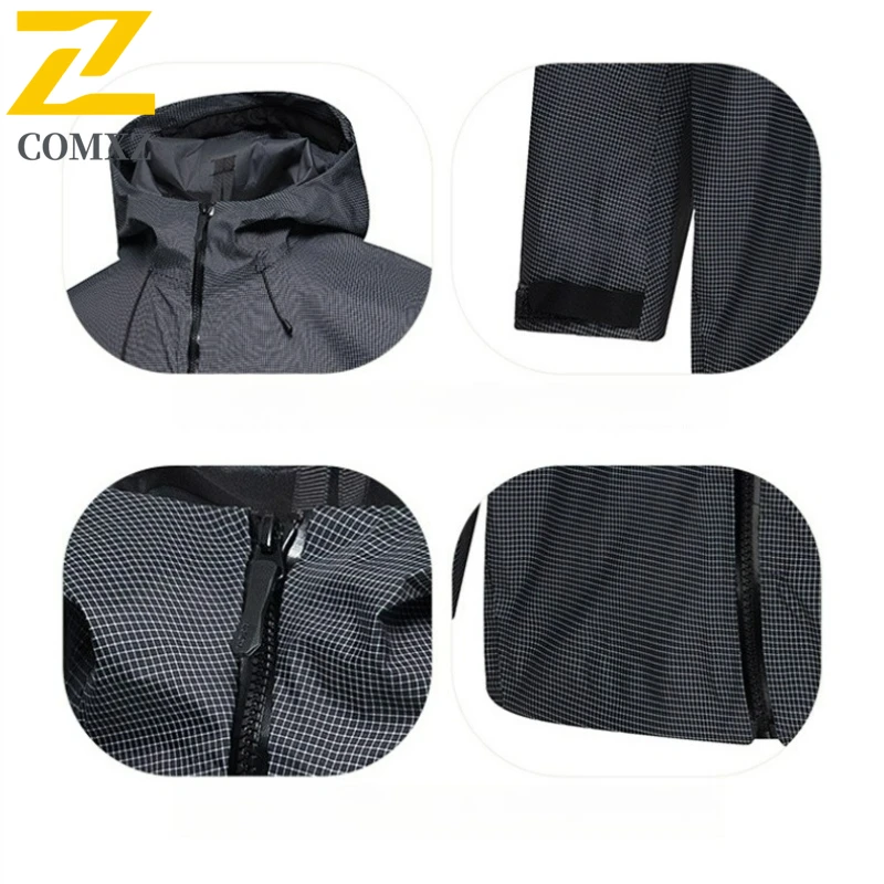 Men's Windproof Ski Jacket Autumn Hiking Waterproof Hooded Windbreaker Slim Fit Outdoor Leisure Multifunctional Rainproof Coat