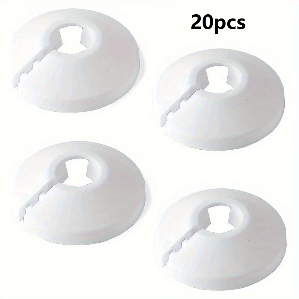 20pcs Radiator Pipe Collars Cover White Triangle Valve Plastic Decorative Cover Round Snap Type Faucet Plumbing Pipe Cover