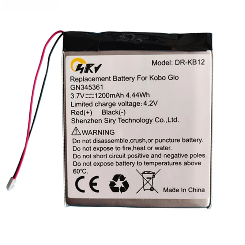 

Rechargeable 3.7V 1200mAh Replacement Battery for E-book Reader Kobo Glo Electric Book N613 DR-KB2 GN345361